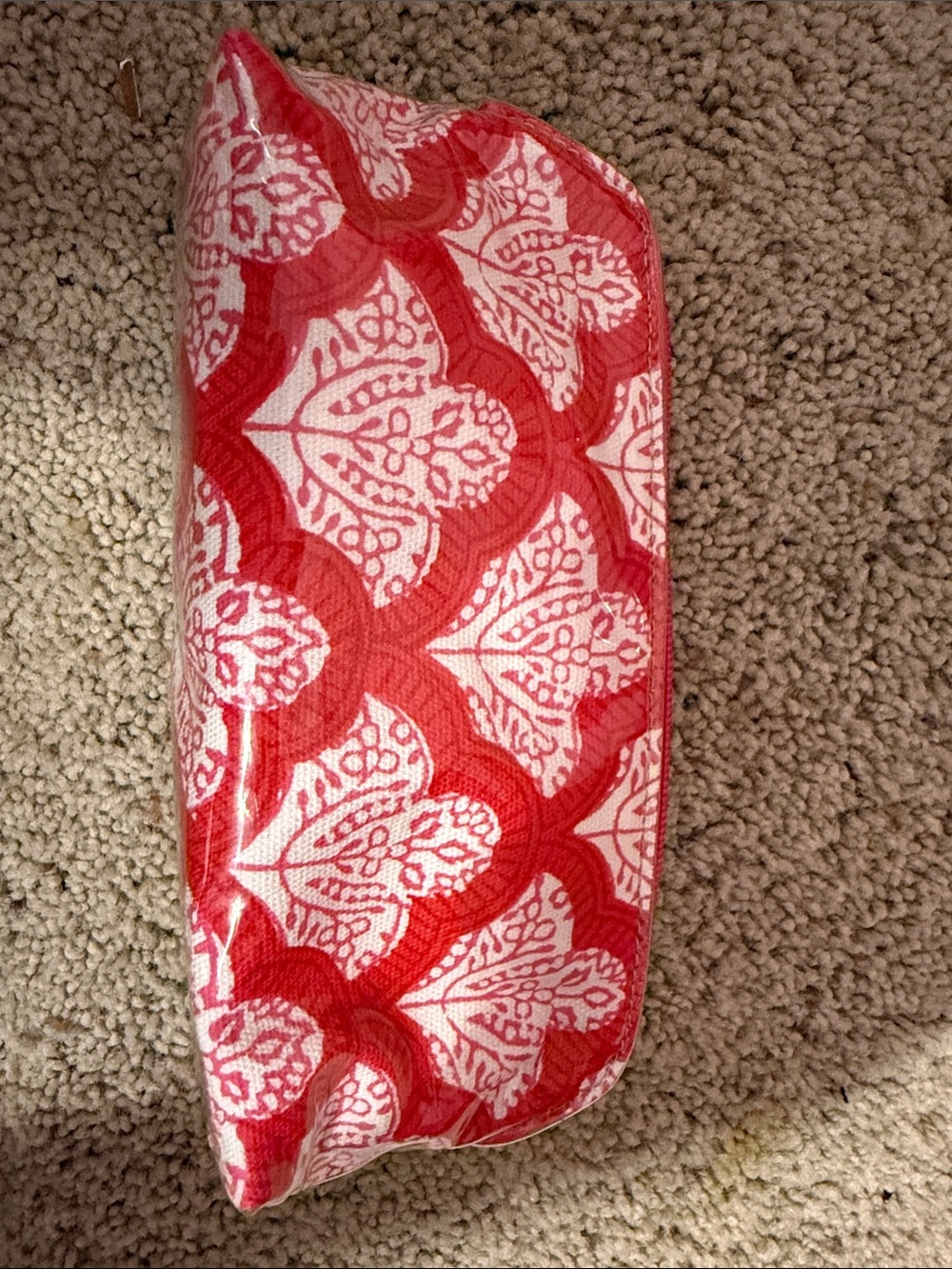 Roller Rabbit Red and White Patterned Cosmetic Pouch